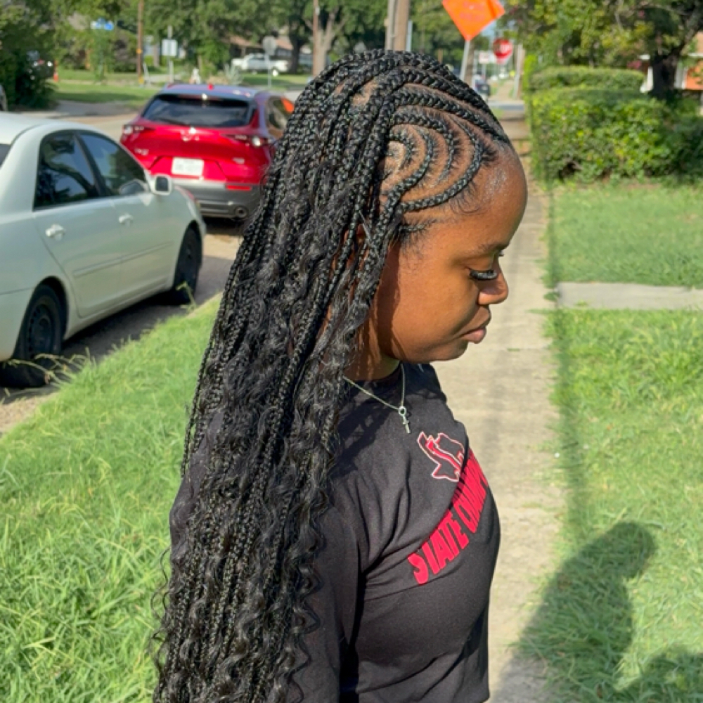 Thigh Length Fulani Braids at The Braid Studio in Arlington Tx, TX