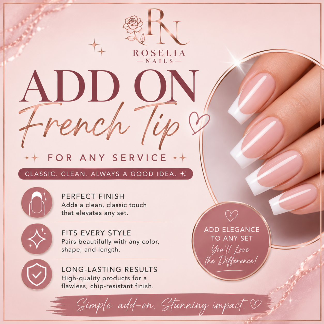 Add On French Tip at Roselianails in Temple, TX