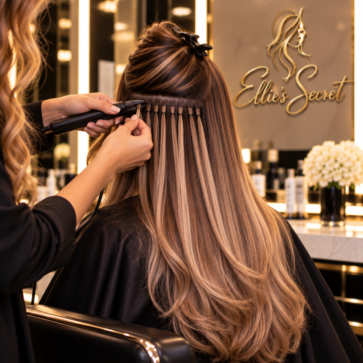 Micro Kertine Extensions 100 Piece at Ellie’s secret salon in Irvine, CA