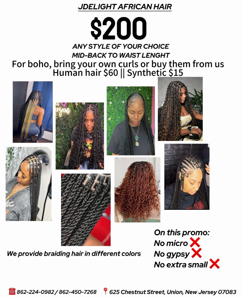 SMALL MEDIUM KNOTLESS BOX BRAIDS