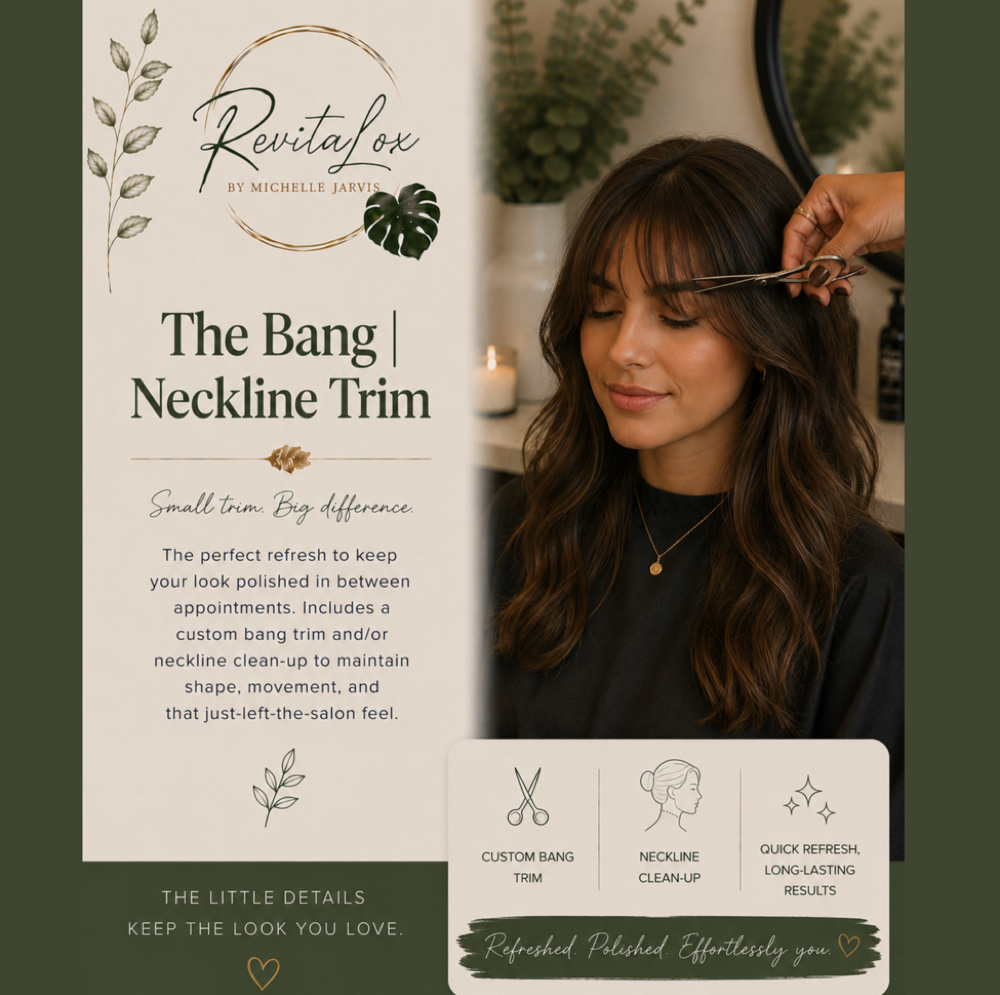 THE BANG|NECKLINE TRIM at RevitaLox Beauty/ Michelle Jarvis in Delaware, OH