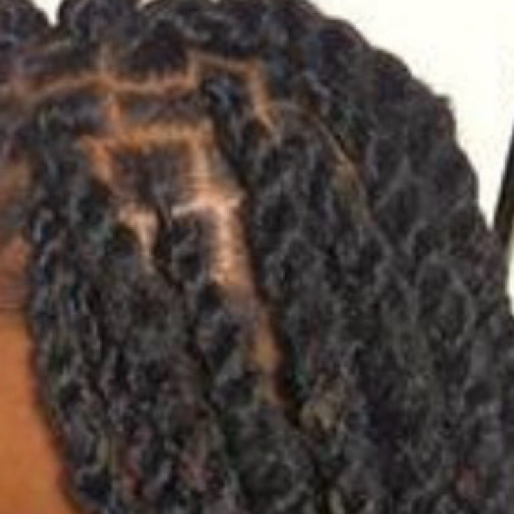 Kinky Twists Over locs Hair Include at Dose Braids in Dallas, TX