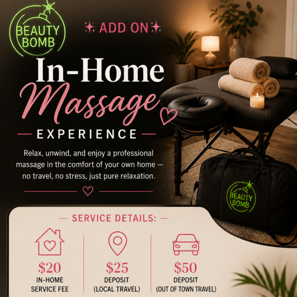 In-home Massage(Add-On) at Beauty Bomb Spa in Lawton, OK
