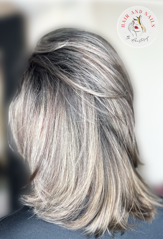 Full Highlights + Toner + Style