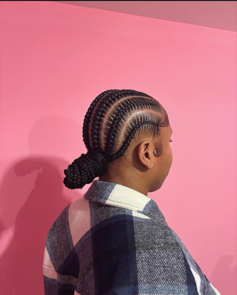 Large straight back stitch braids