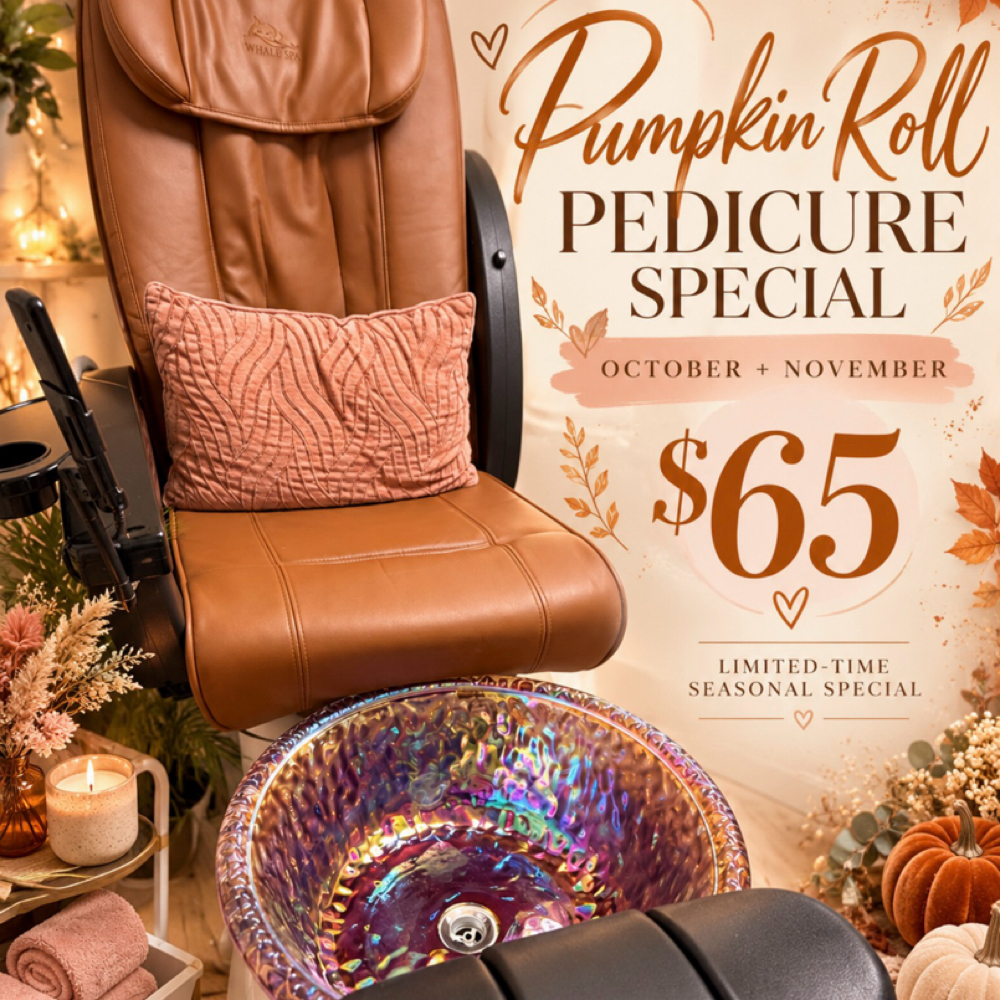 Pumpkin Roll Pedicure at Nailed It! Beauty Bar in Fort Loudon, PA