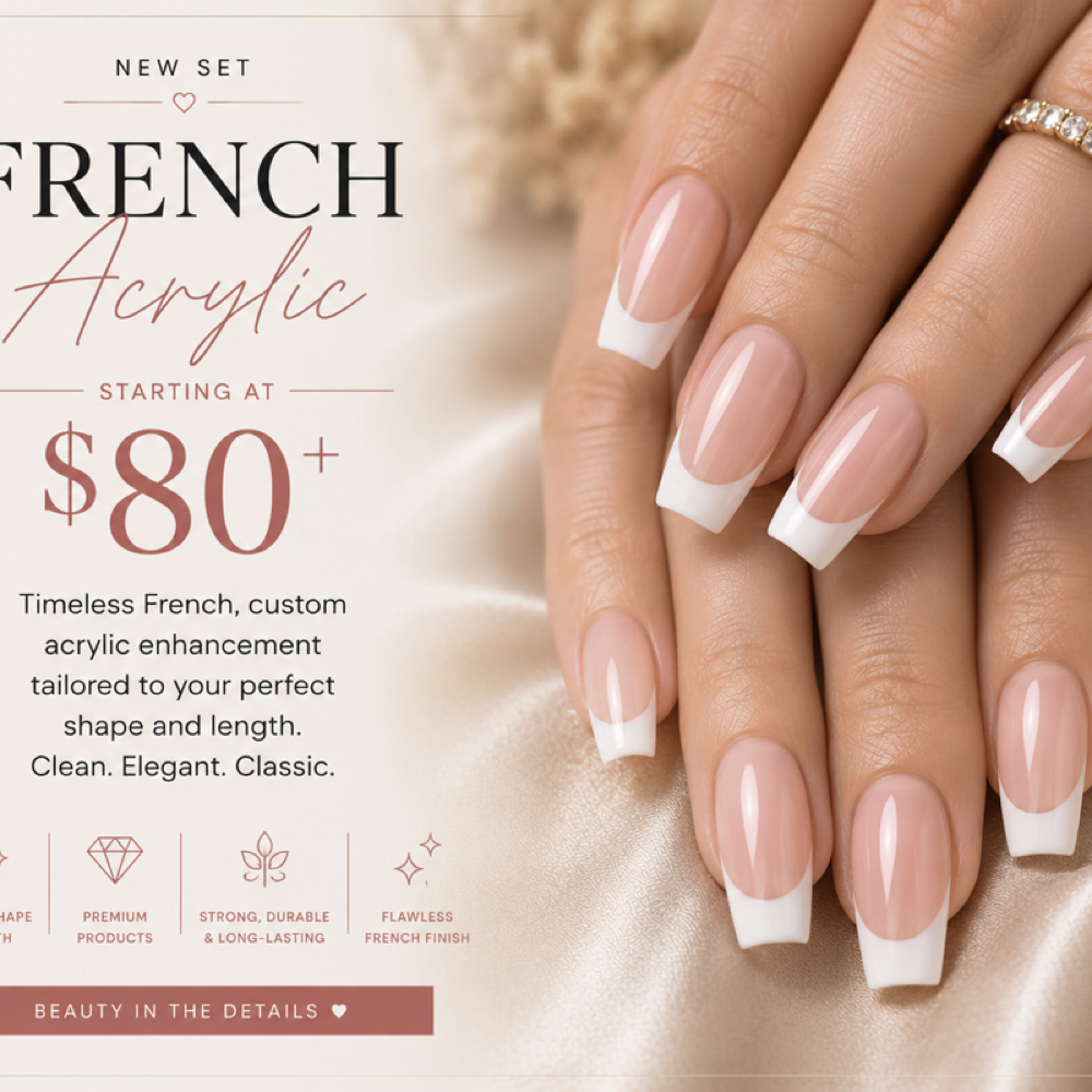 Luxury French Acrylic Extensions at Studio 811 Nail Studio in Ellensburg, WA