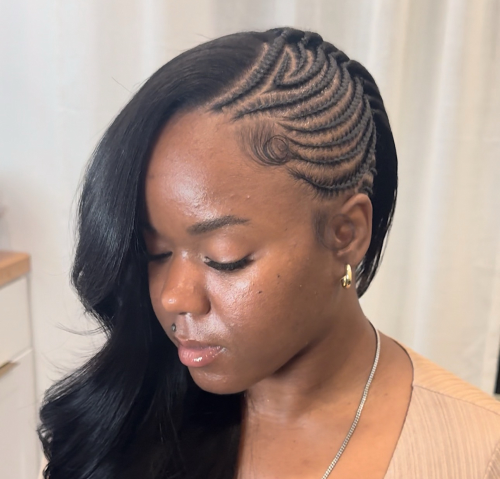 Side Stitch braids + Quickweave at CrystalJaexHair in Greensboro NC, NC