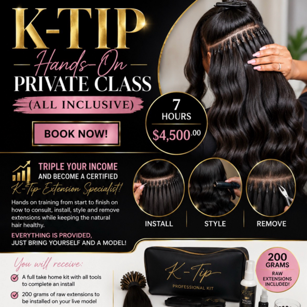 K-Tip Hands-On Private Class (All I at Afrokreyol braiding salon in Plantation, FL