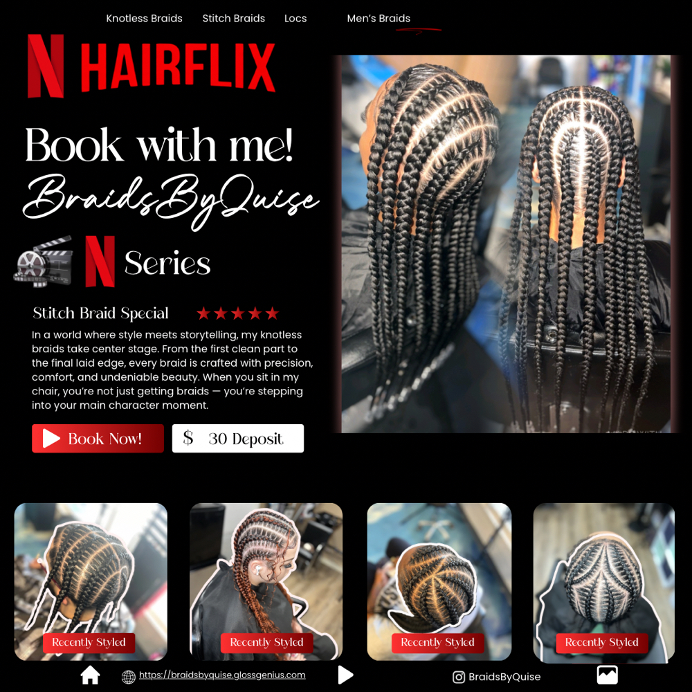 10 Stitch braids at BraidsByQuise in Tempe, AZ