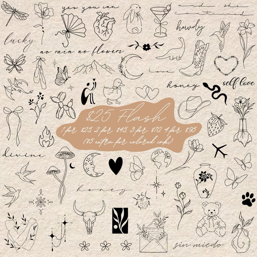 Flash Tattoos at The Beauty Loft in Sunnyside, WA