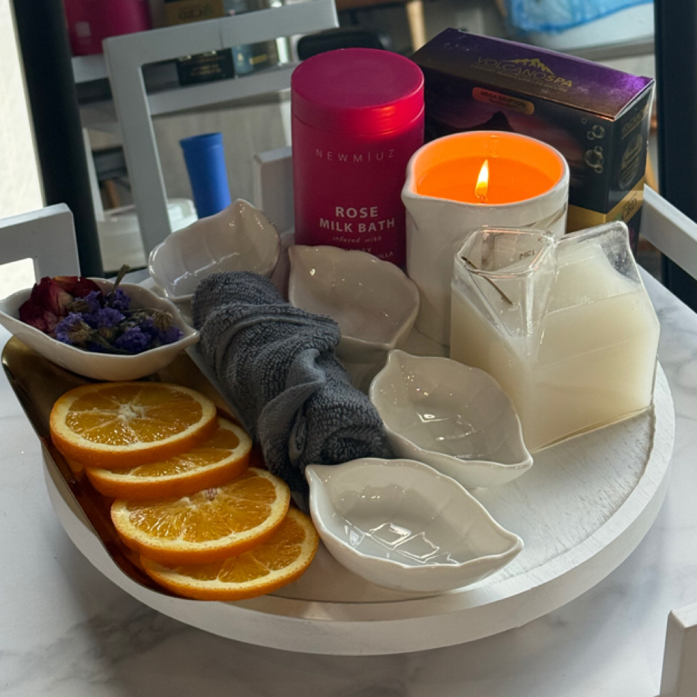 Rose milk foot bath at Divina Nail Lounge in Round Rock, TX