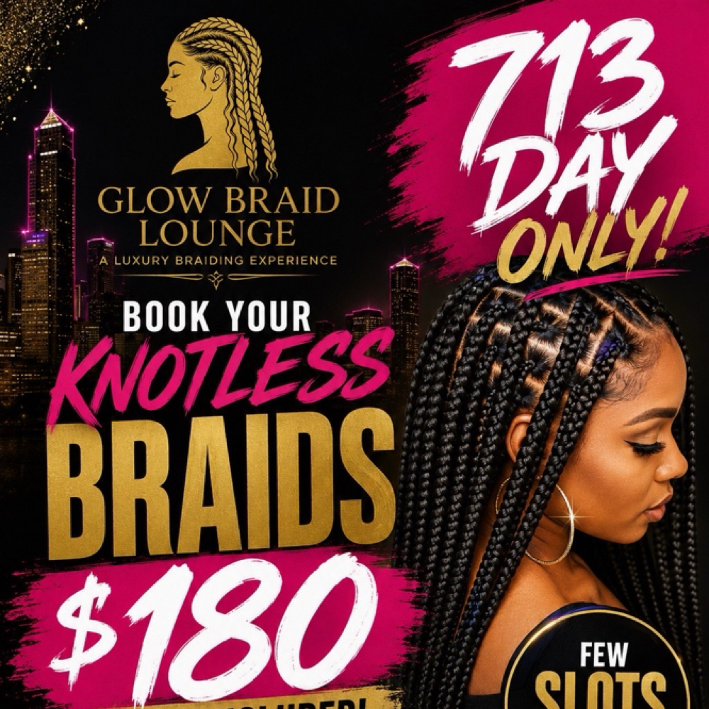 713 Medium Knotless at Glow Braid Lounge in Pearland, TX
