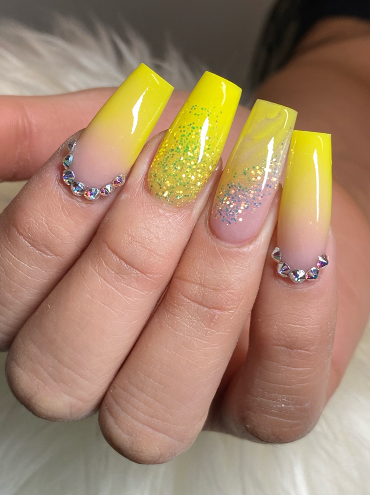 Ombre w/ Colored acrylic at Edwin’s Nail Studio in Bakersfield, CA