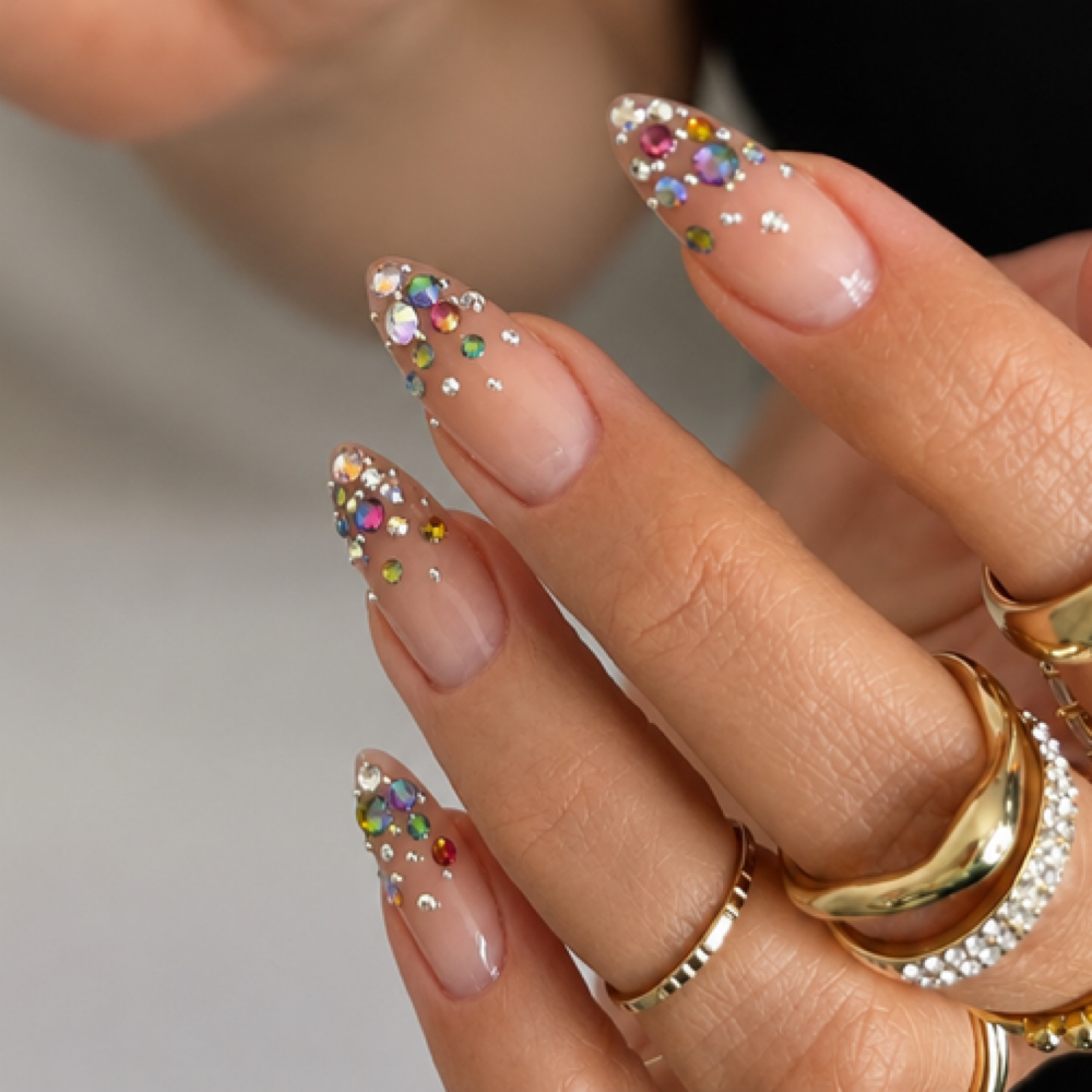 Nail Art- Rhinestones at 7 1 8 Beauty Bar in Hoboken, NJ