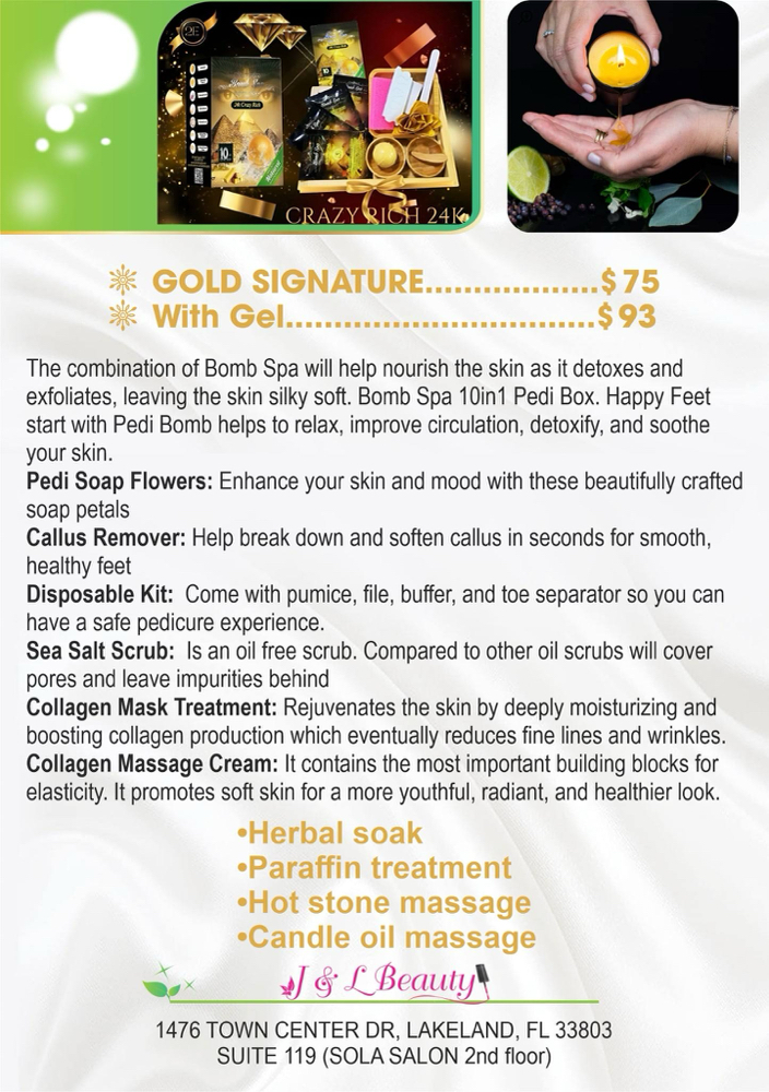 Gold Spa Pedicure at L H BEAUTY in Lakeland, FL