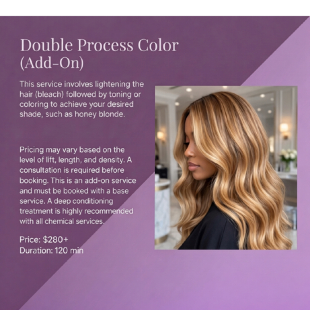Double Process Color/ This is an ADD ON SERVICE at Hair by J’Rena’ in Lawrenceville, GA