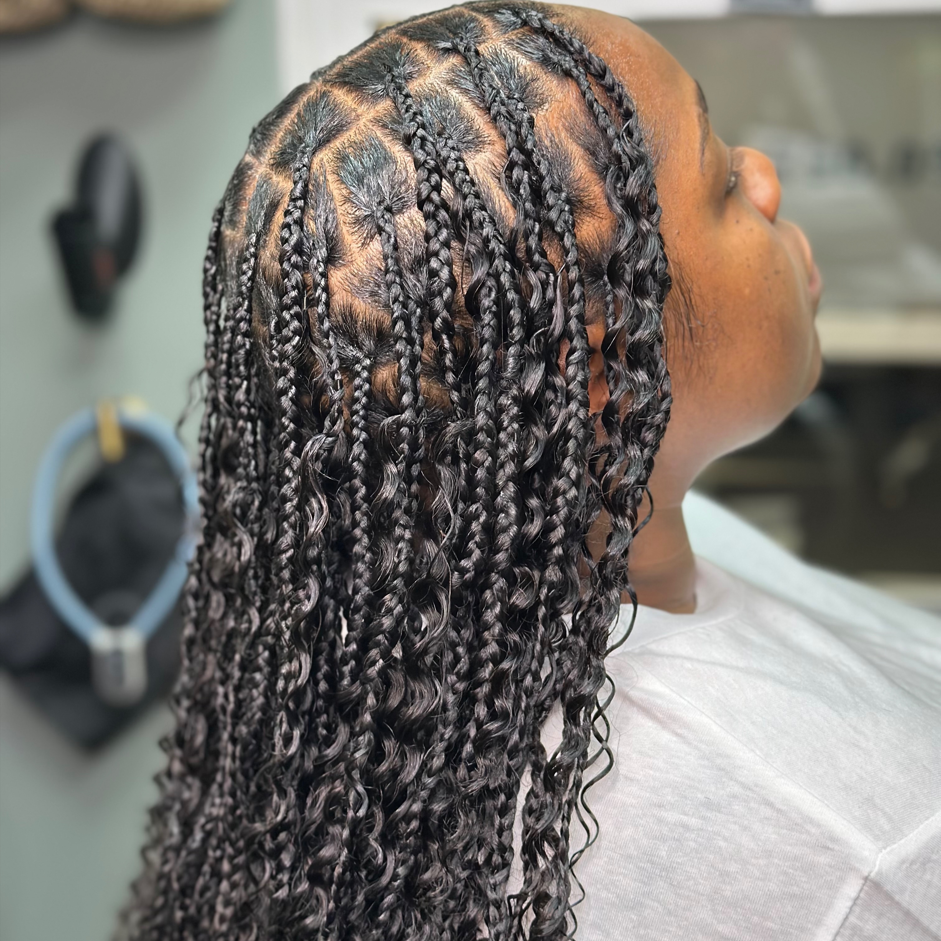 Feather Crochet Box Braids (medium) at Headlines by Stephen in Selden, NY