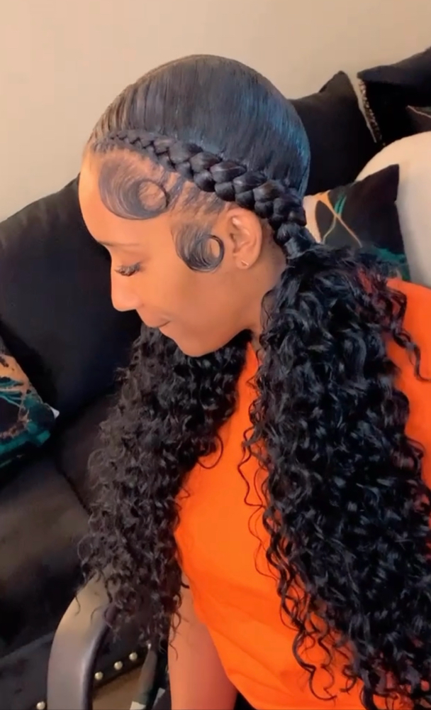 2 Stitch Braids W/Curly Ends Or W/O