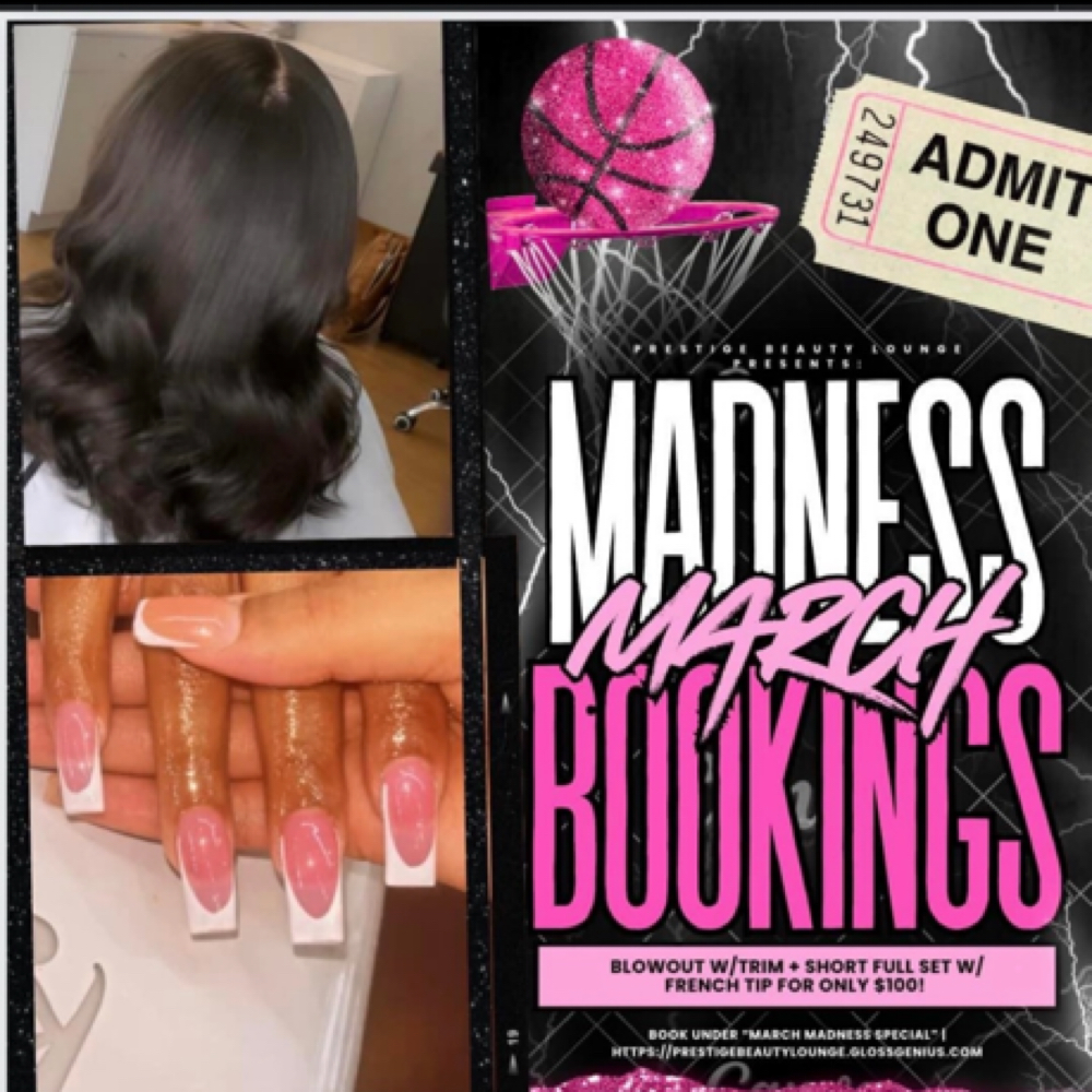 Full French Tip+Blowout at Prestige Beauty Lounge in Pittsburgh, PA