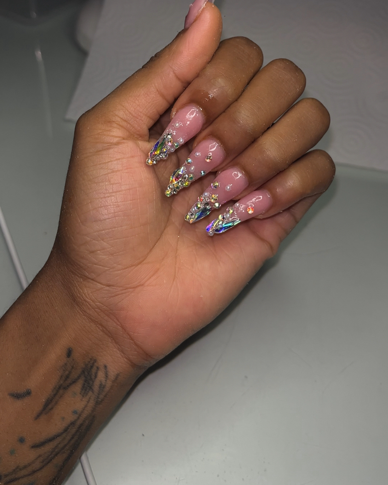Ombré Bling’d Nails (s-md long)