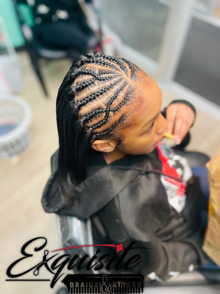 Kids Natural Braids With Silk Press