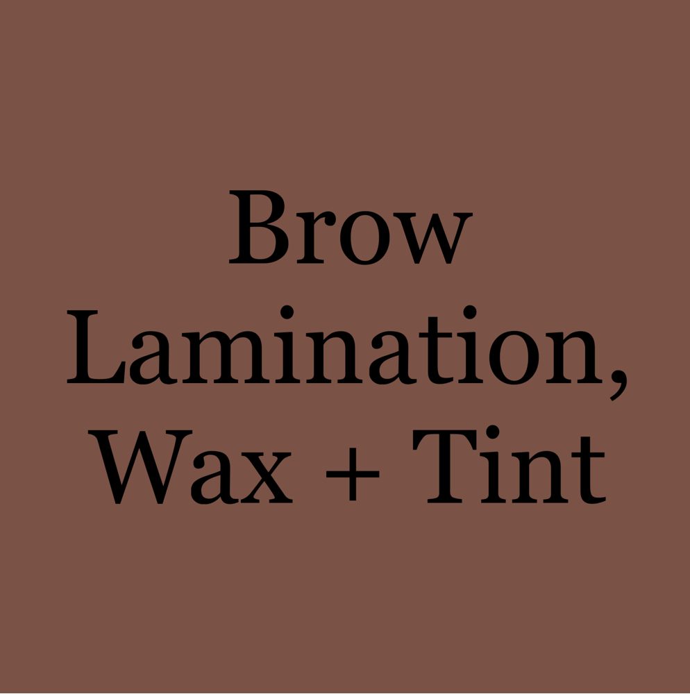 Brow Lamination, Wax, + Tint