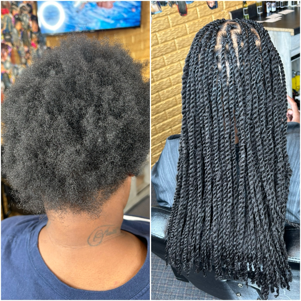 Two strand twist Extensions On Natural Hair