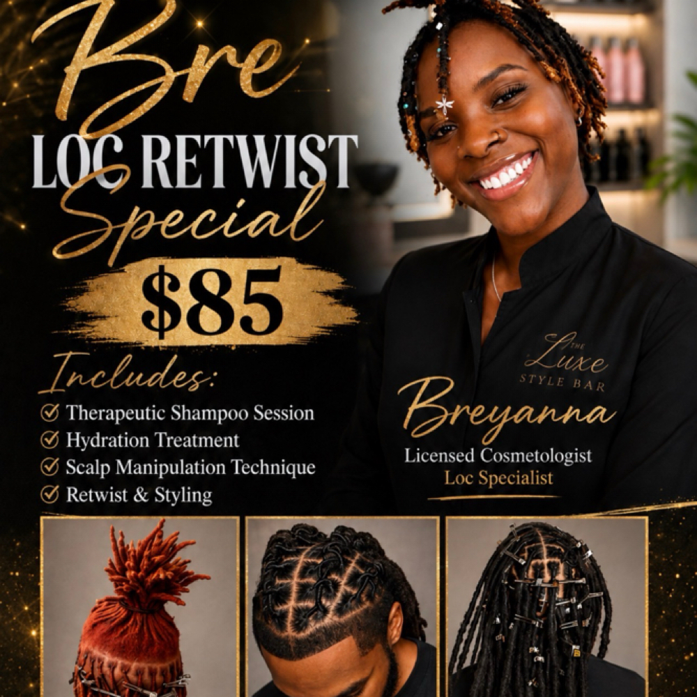 $85 Loc retwist Special at The Luxe Style Bar in Gastonia, NC