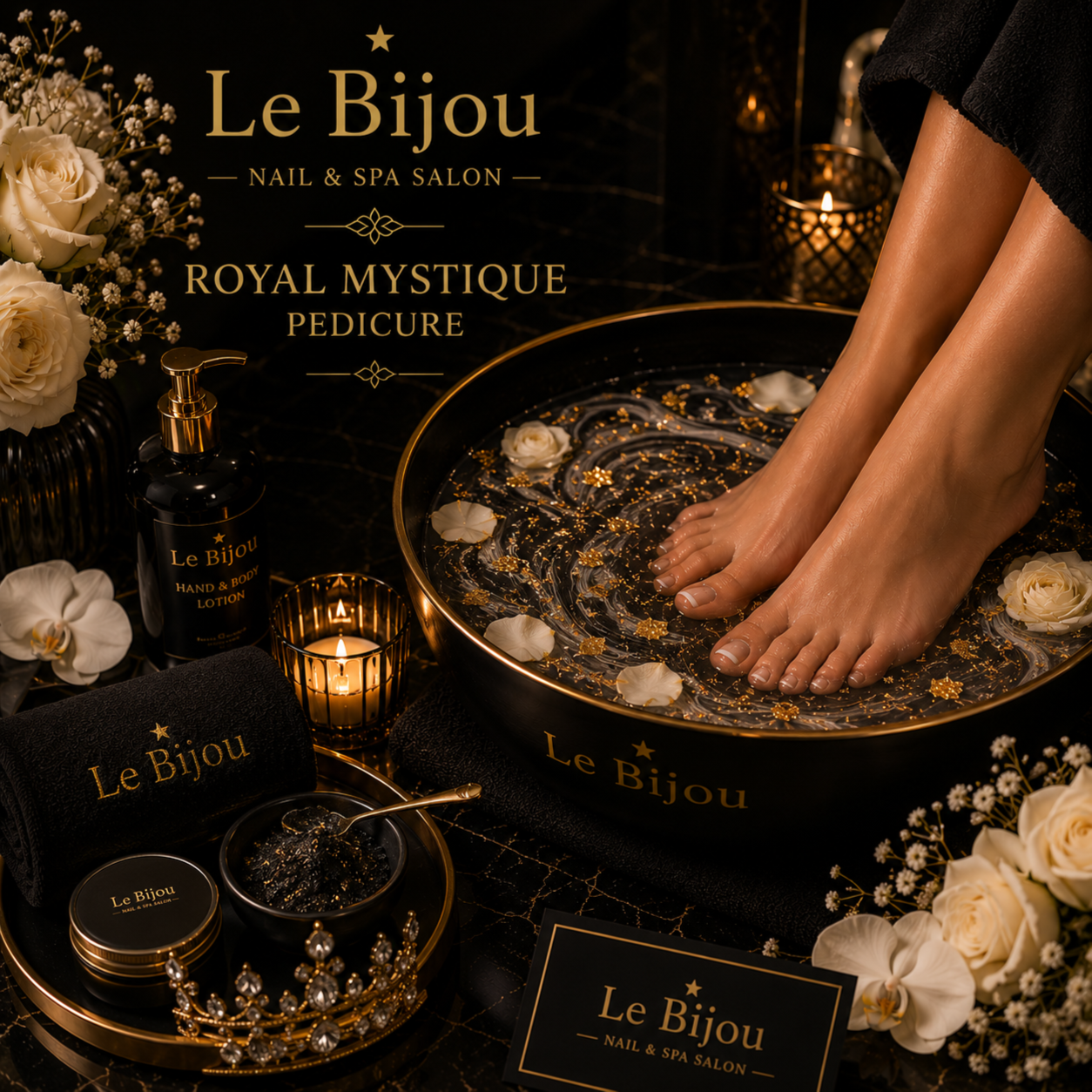 Pedicure - Royal Gold Mystique Spa at Le Bijou Nails and Spa Salon in Houston, TX
