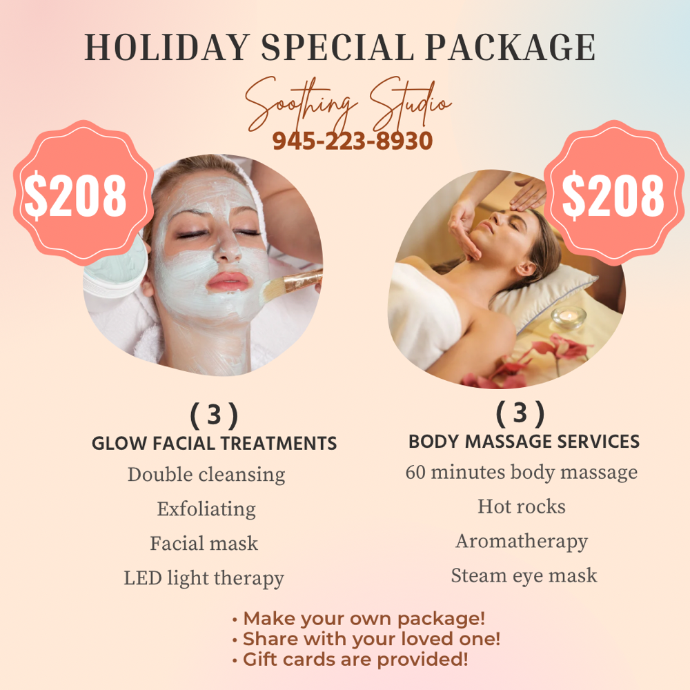 (3) 60 Mins Glow Facial Package