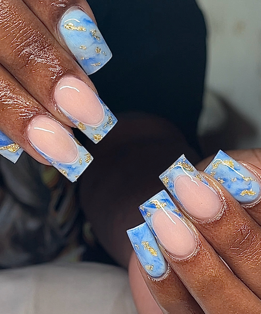 Full Acrylic Marble French Tip