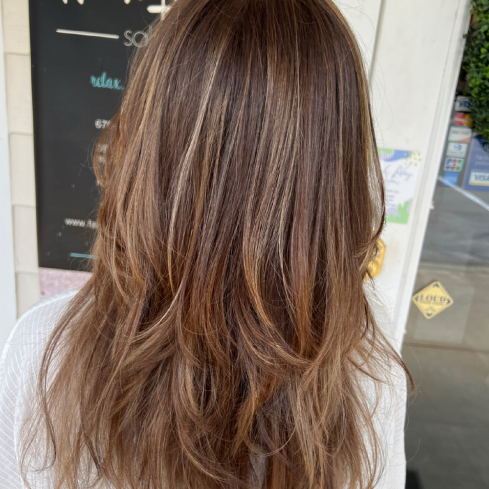 Roots W/ Partial Foilayage & Cut at Elysie Rae Hair Studio in Kennesaw, GA