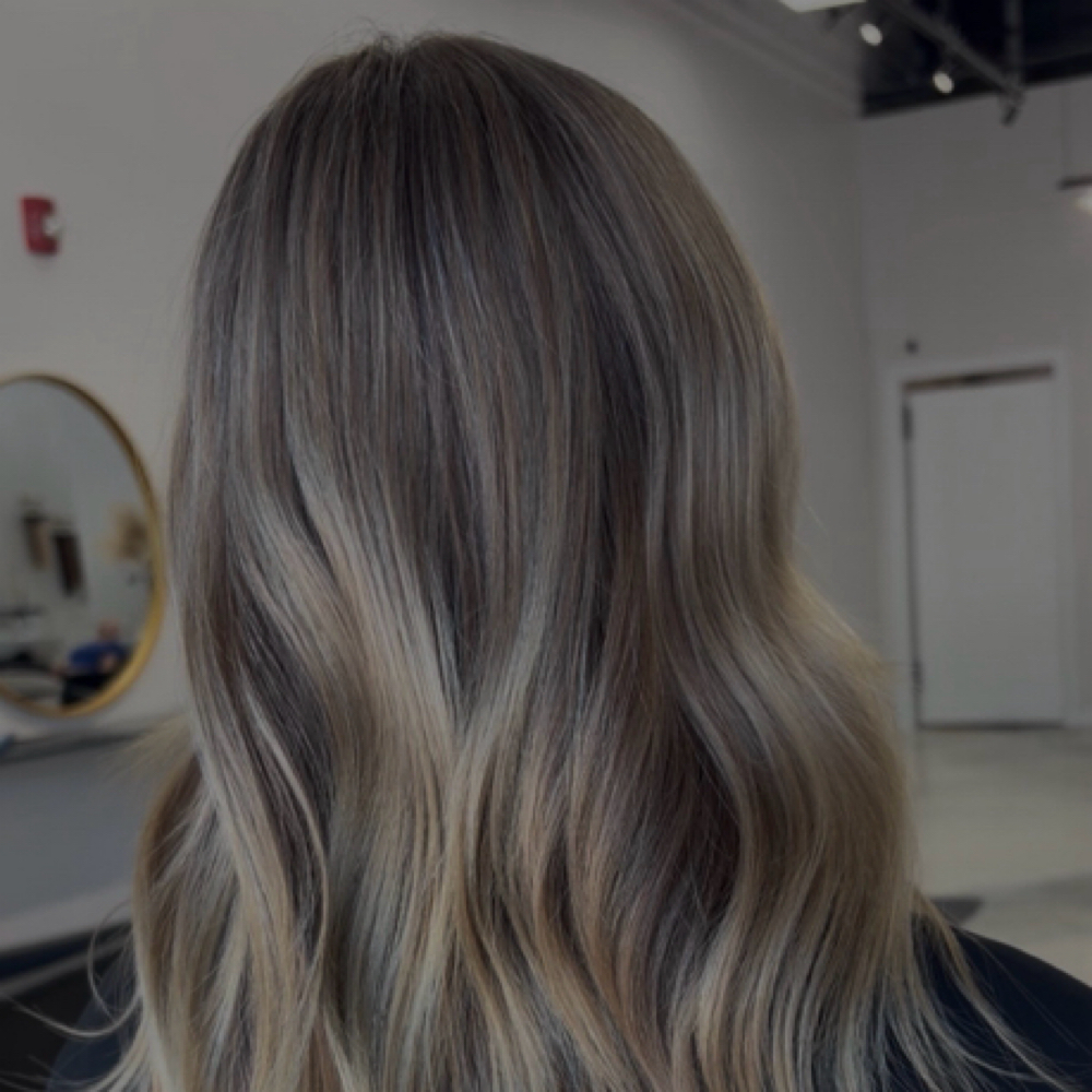 Root touch up/Gray blending 🩶 at Le Salon & Esthetics in Burlington, NC