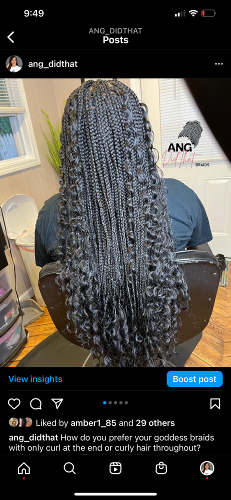 Small mid Back goddess Box Braid