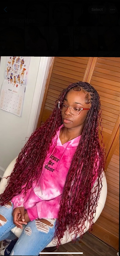 Medium Boho Knotless Braids Waist/L
