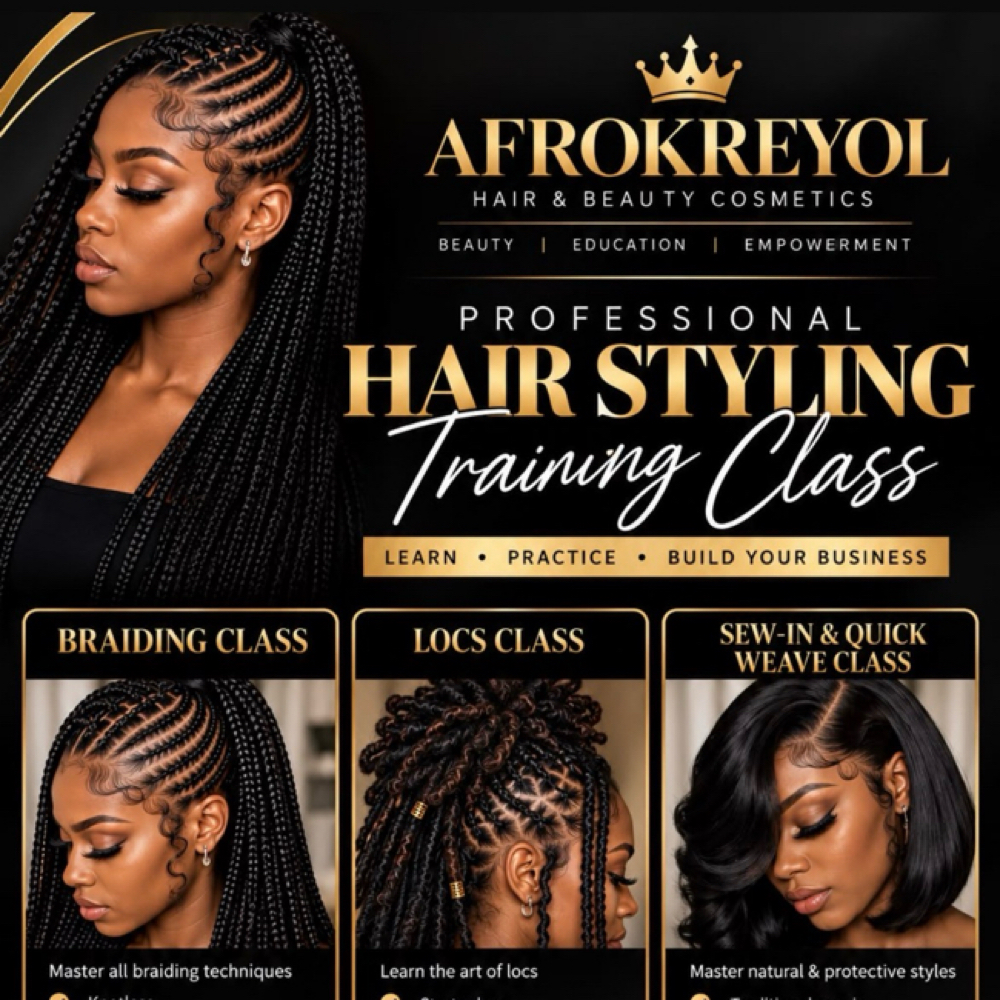 AFROKREYOL HAIRSTYLIST ACADEMY 🎓✨ at Afrokreyol luxury Braids, k Tips, weave & locs salon in Plantation, FL