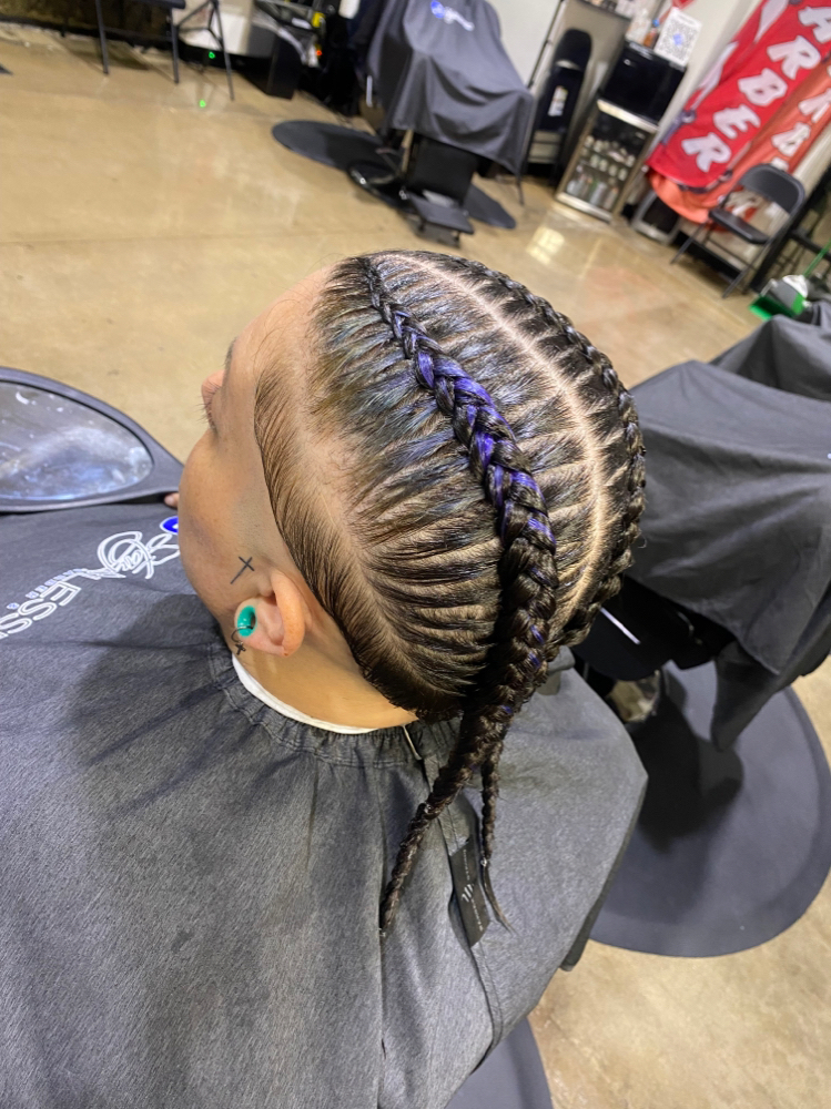 Braids • 2-4 Cornrows (No Feed-in)