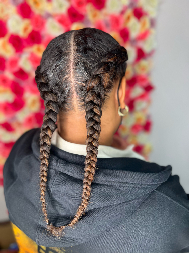 Two Braids On Natural Hair