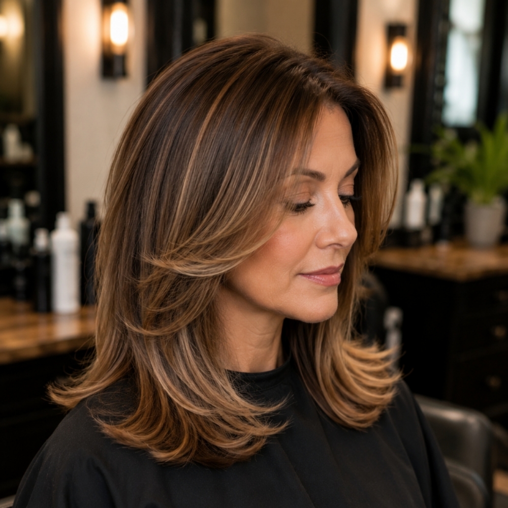 Medium Hair Blowout at Gregory's Salon & Spa LLC in Woodcrest, CA