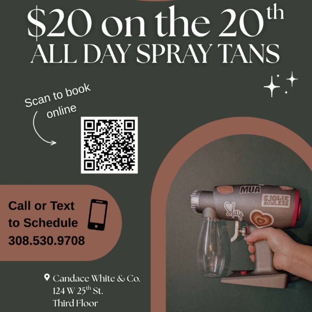 $20 Spray Tans On The 20th at Candace White & Co. in Kearney, NE