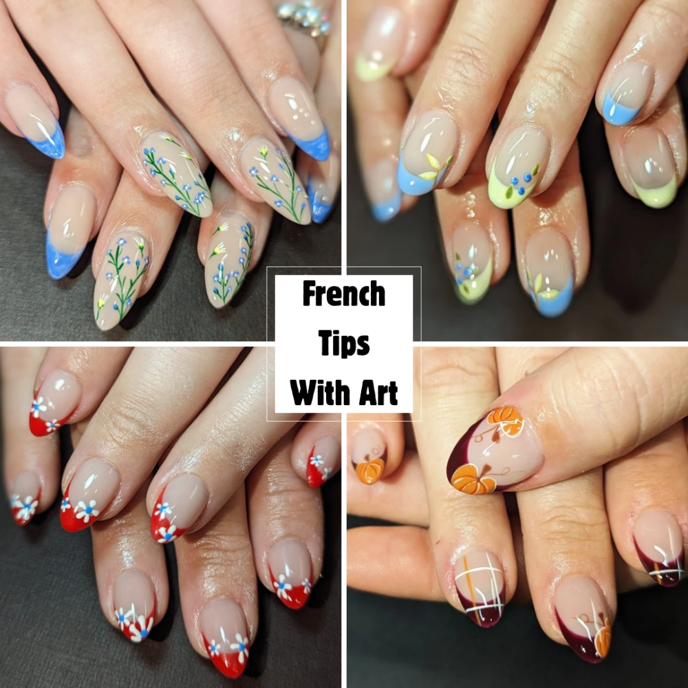 Gel X Full Set French Tips With Art $85-100