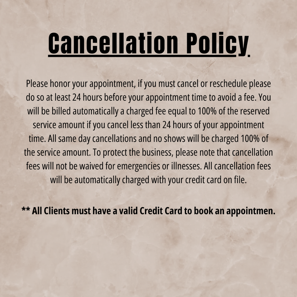 SALON and CANCELLATION POLICY at Beauty Haus Collective in Goshen, NY