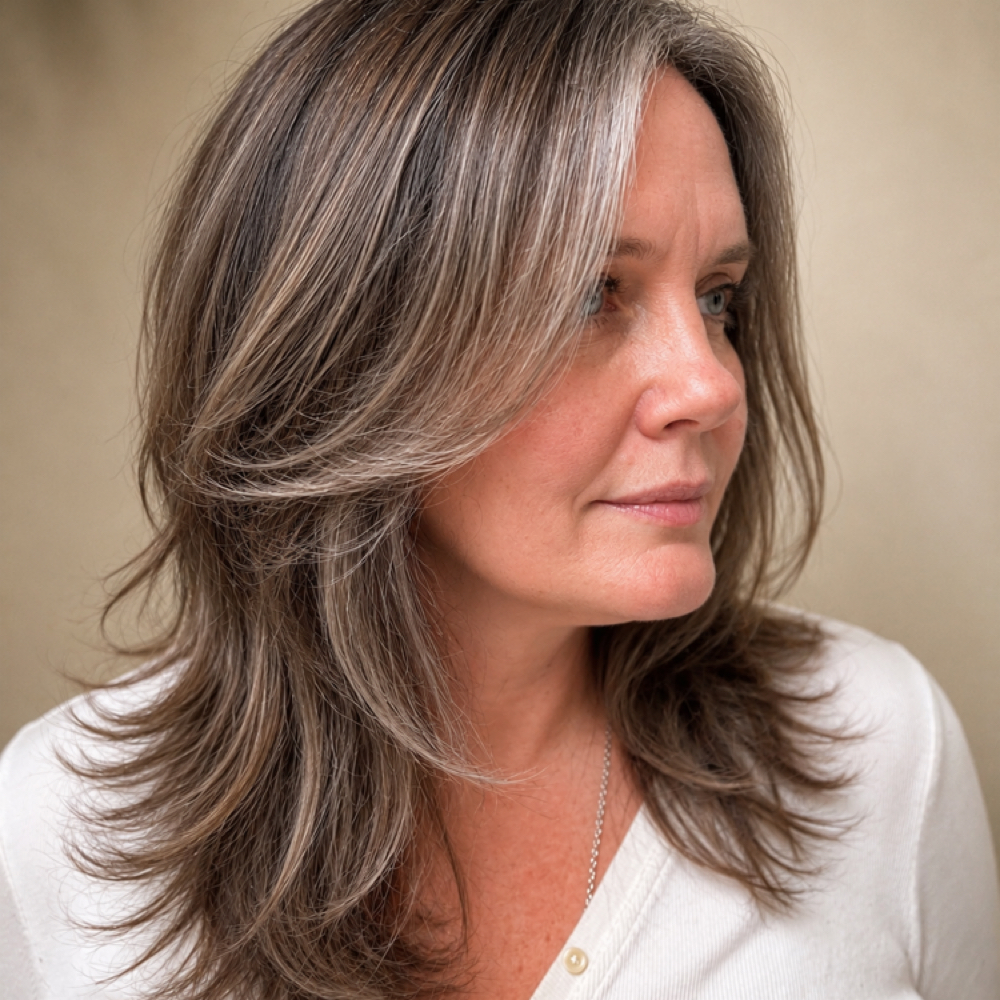 Full Highlight/Grey Blending at Helen Antista Hair in Pleasant Hill, CA
