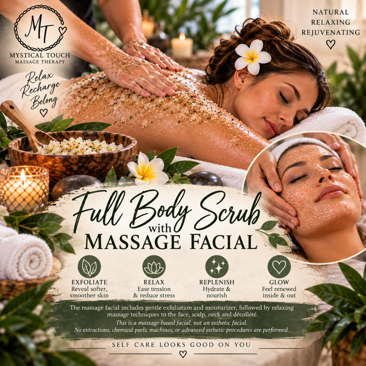 Full Body Scrub with Massage Facial at Mystical Touch Massage Therapy in Denton, TX