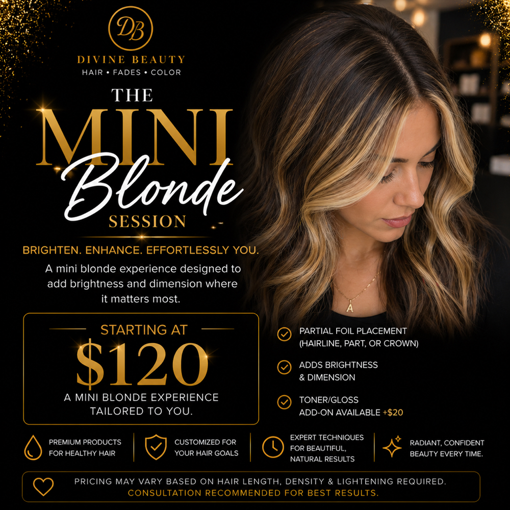 ✨ Mini Blonde $120+ | Toner +$2 at Mandy @ Divine Beauty in New Paris, OH