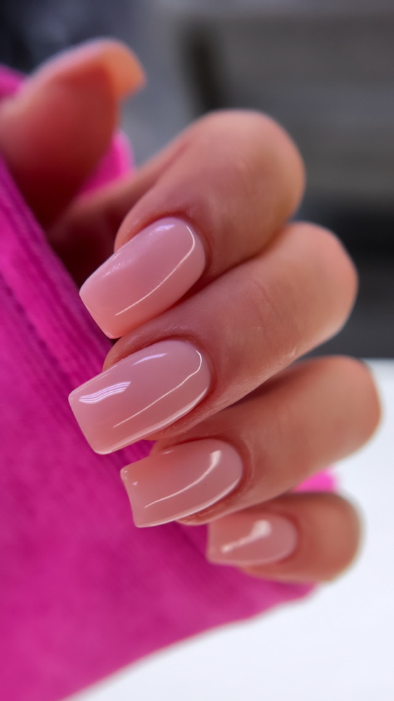 Gel manicure with rubber base at Brilliance Hair salon in Glendale, CA