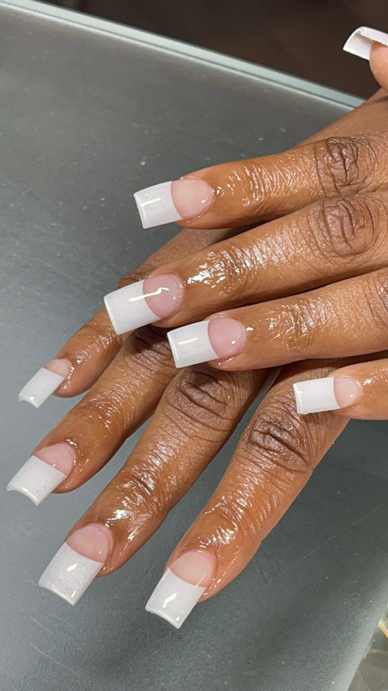 Old School French Tips (longer) at nailsbymal3iah in Americus, GA
