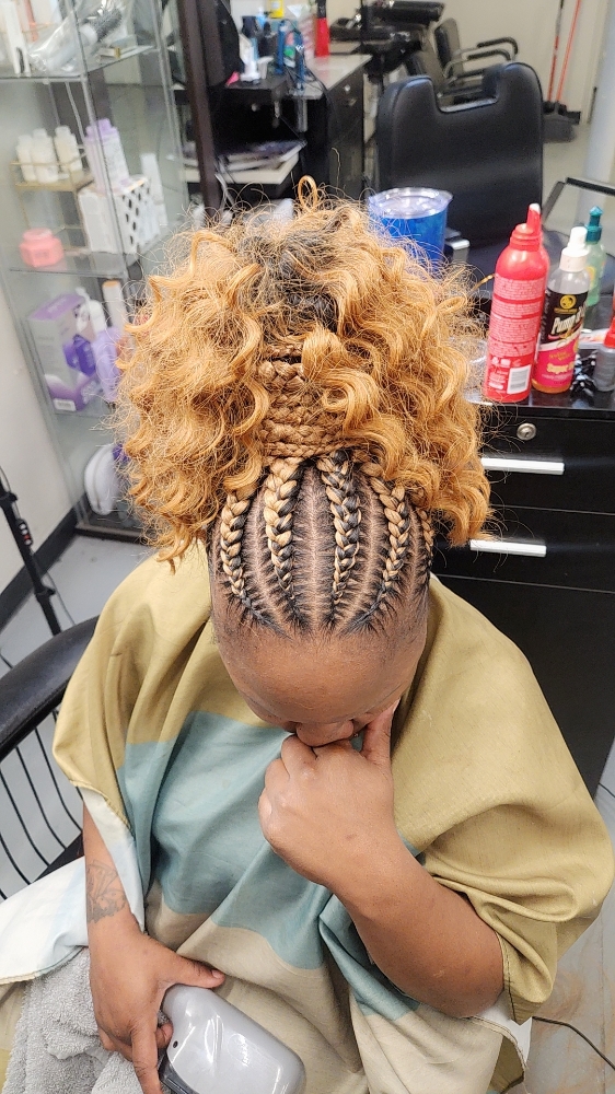 Feed-in W/high Pony at "4her" Braids in Mesquite, TX