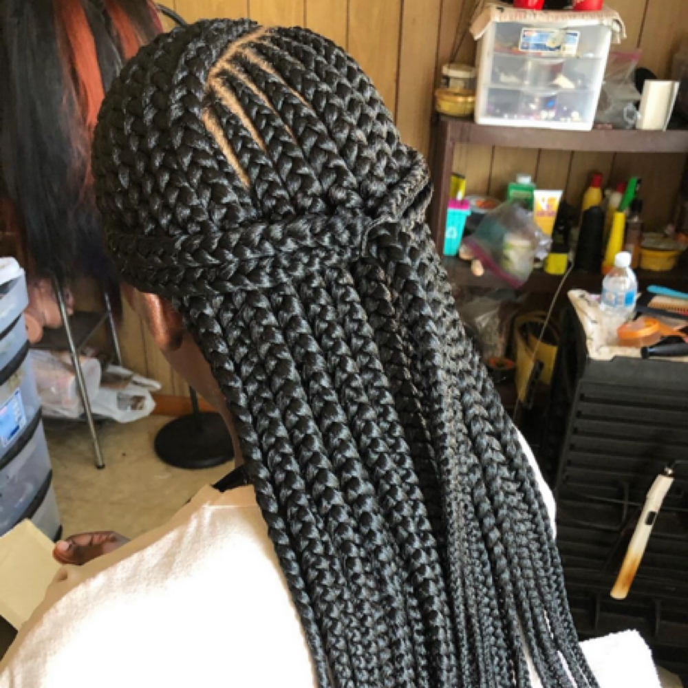 Large Feed-in Braids at Queen Of The Crown in Charlotte, NC